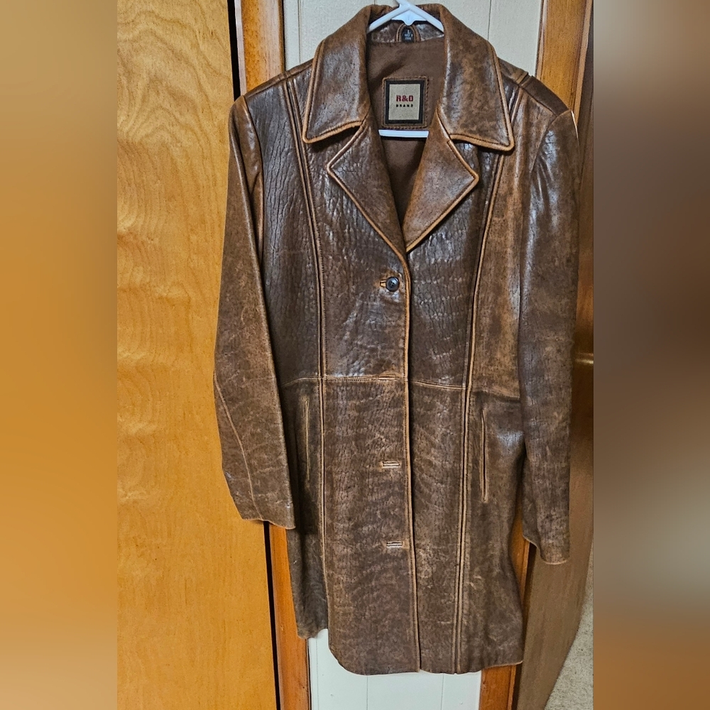 Brown Leather Trench Coat for Women